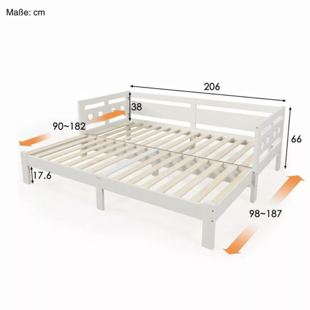 SOFTWEARY Kinderbett mit ausziehbarer Liegefläche (90x200 cm/180x200 cm), A günstig online kaufen