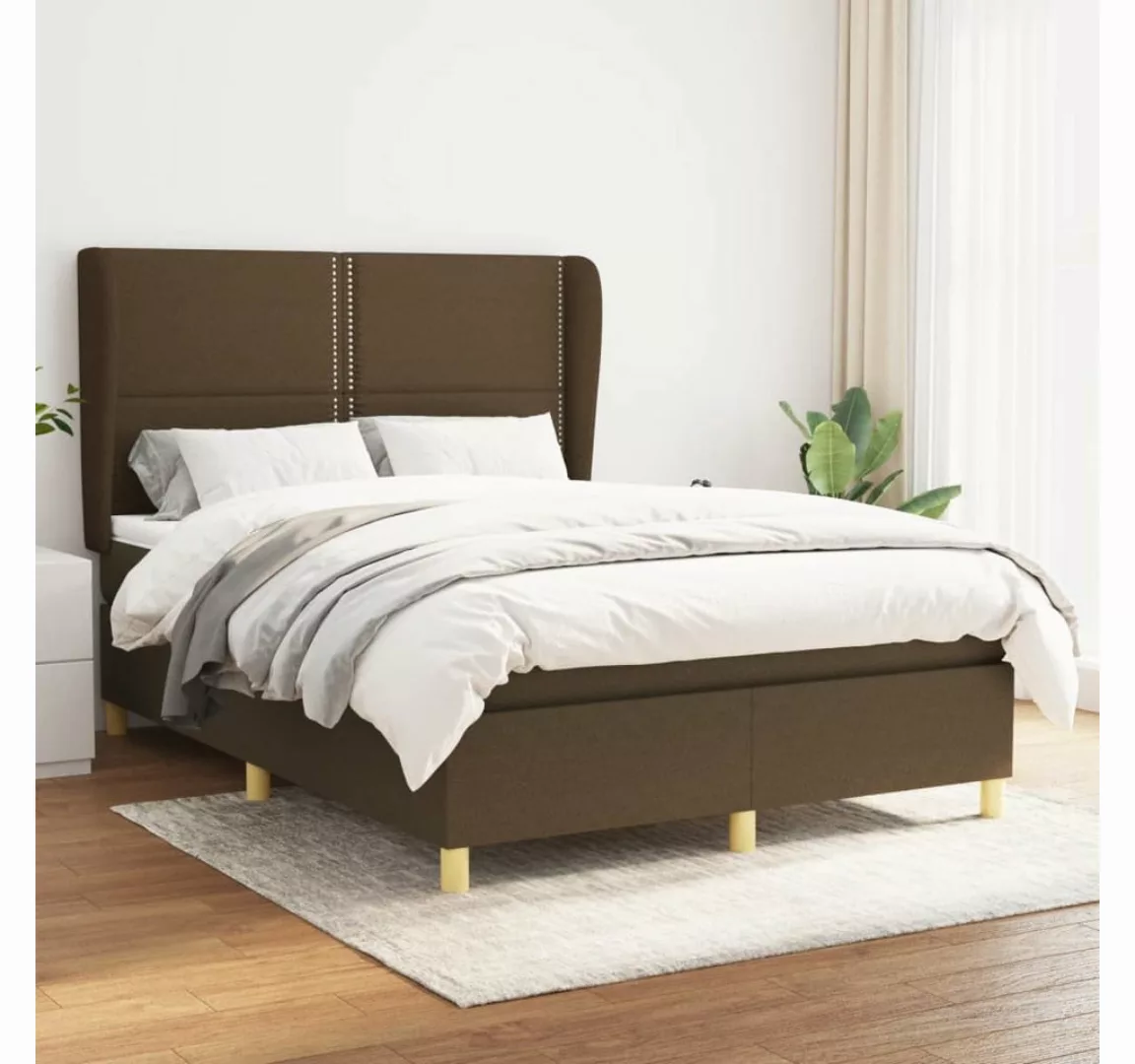 vidaXL Boxspringbett Boxspringbett mit Matratze Taupe 140x200 cm Stoff Bett günstig online kaufen