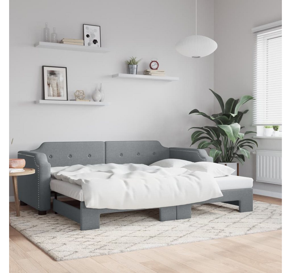 vidaXL Gästebett Gästebett Tagesbett Ausziehbar Hellgrau 90x200 cm Stoff Be günstig online kaufen