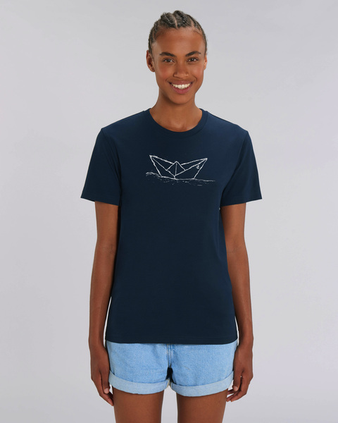 Biofaires Paperboat Unisex T-shirt Dunkelblau Aus Bio-baumwolle günstig online kaufen