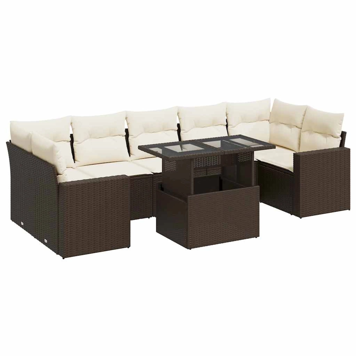 vidaXL 8-Tlg Garten-Sofagarnitur mit Kissen Braun Poly Rattan 3326284 günstig online kaufen
