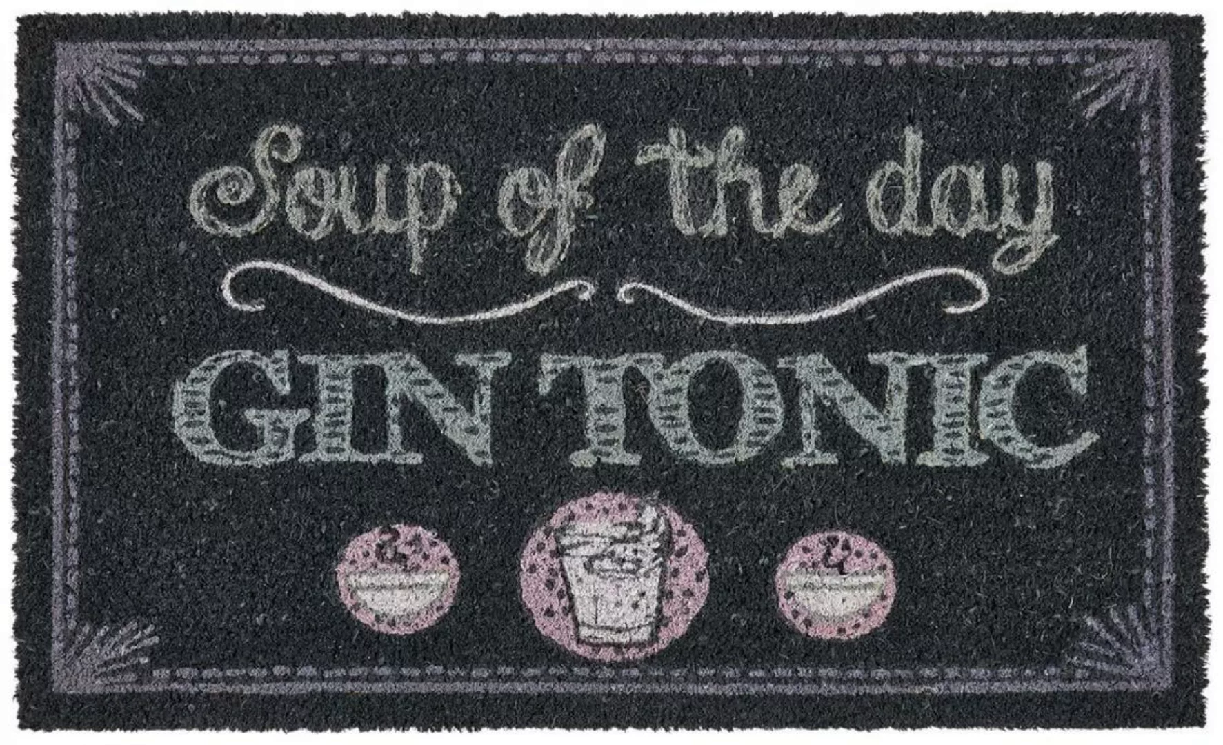 FUSSMATTE, SOUP OF THE DAY "Gin Tonic", GRAU 45x75cm günstig online kaufen