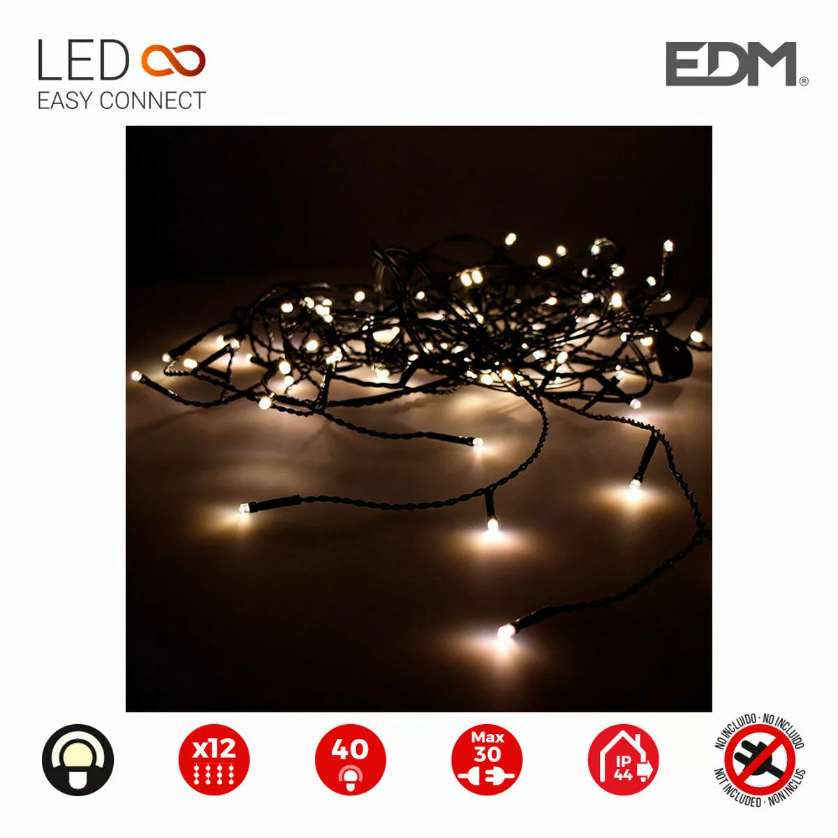 Led-lichtvorhang Edm Icicle Easy-connect Warmes Weiß (200 X 50 Cm) günstig online kaufen