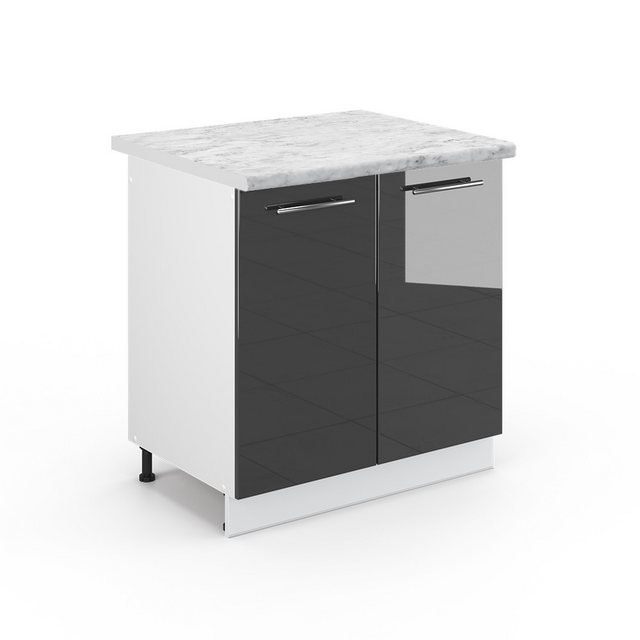 Vicco Spülenunterschrank Fame-Line, Anthrazit Hochglanz/Weiß, 80 cm, AP Eic günstig online kaufen