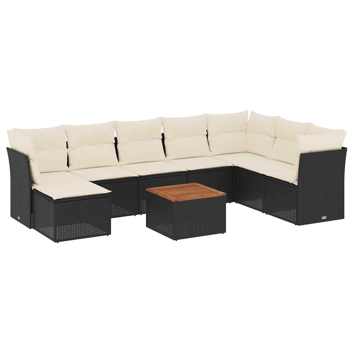 vidaXL 9-Tlg Garten-Sofagarnitur mit Kissen Schwarz Poly Rattan 3256112 günstig online kaufen