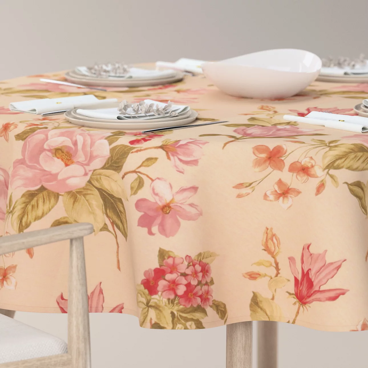 Runde Tischdecke, creme-rosa, Londres (143-87) günstig online kaufen