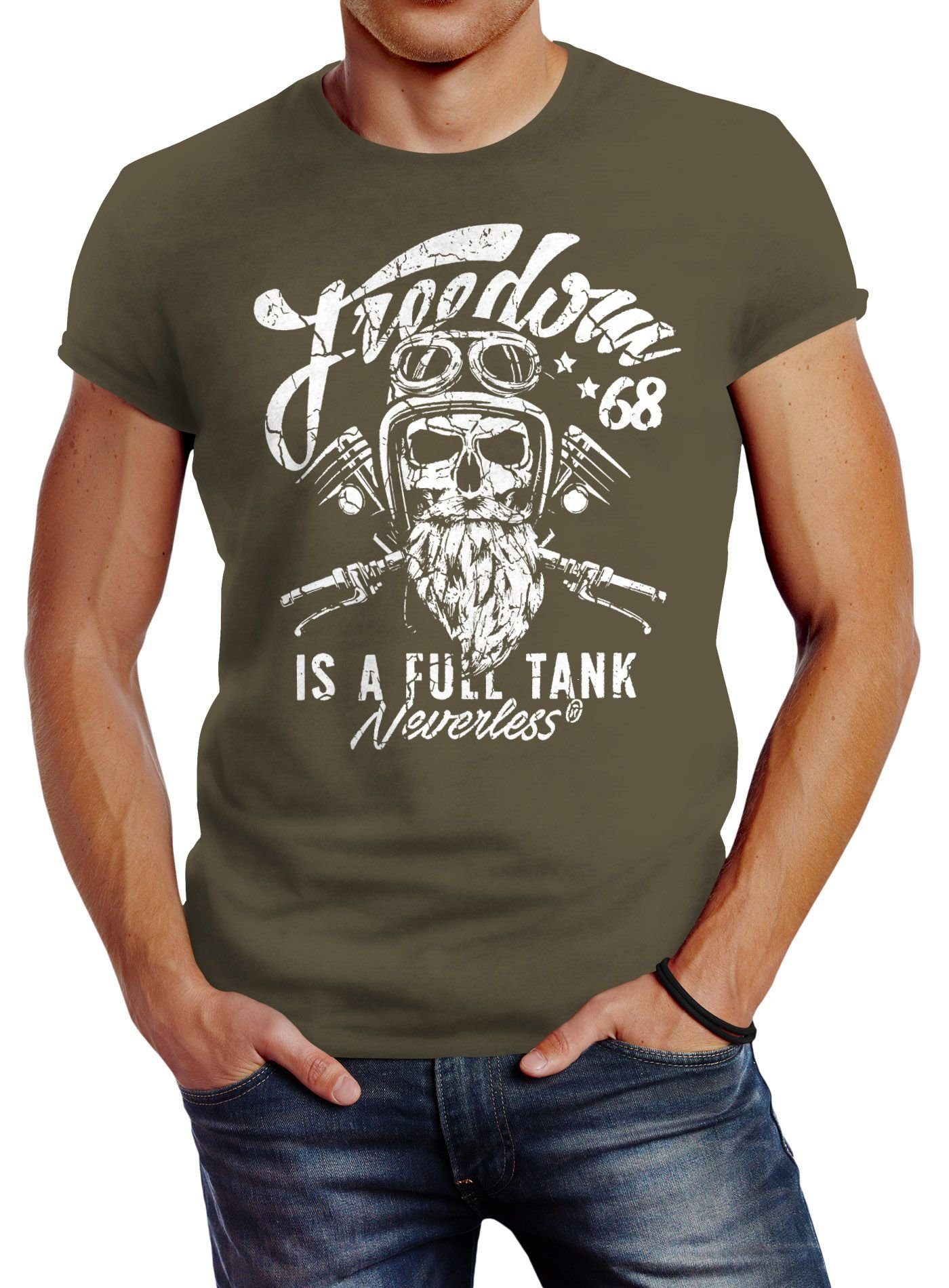 Neverless Print-Shirt Herren T-Shirt Biker Motorrad günstig online kaufen