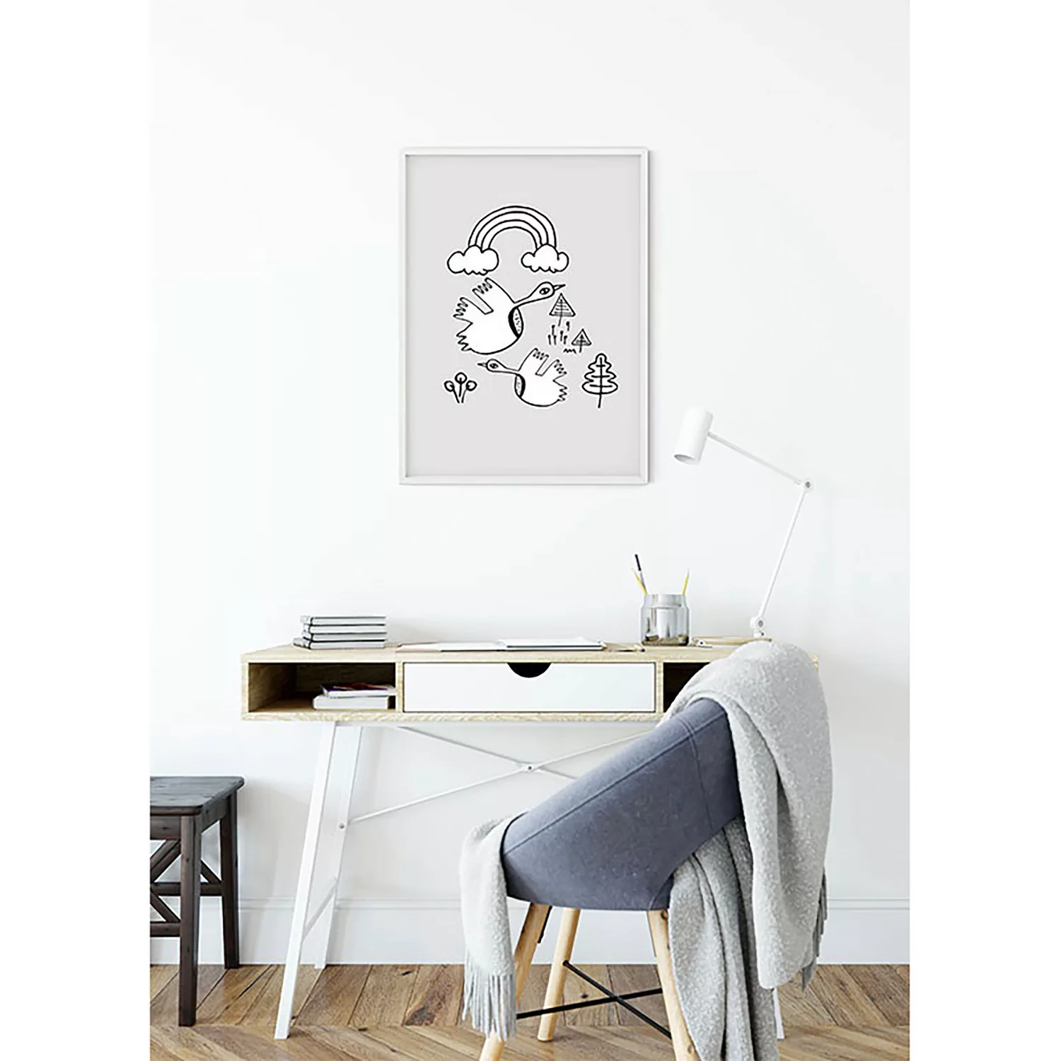 KOMAR Wandbild - Scribble Birdy - Größe: 50 x 70 cm mehrfarbig Gr. one size günstig online kaufen