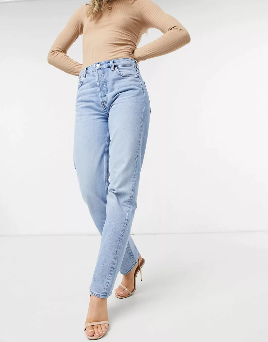 & Other Stories – Keeper – Longline-Jeans aus Baumwolle mit hohem Bund und günstig online kaufen