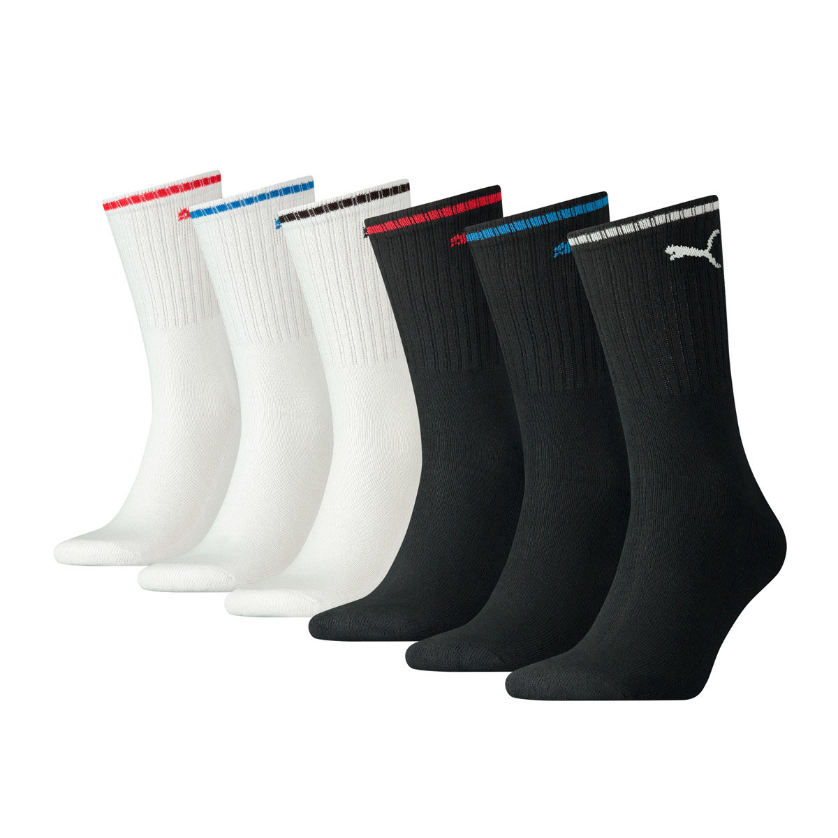 PUMA Unisex Sport-Socken, 6er Pack - Sport Crew Stripe, ECOM, Tennis, Strei günstig online kaufen