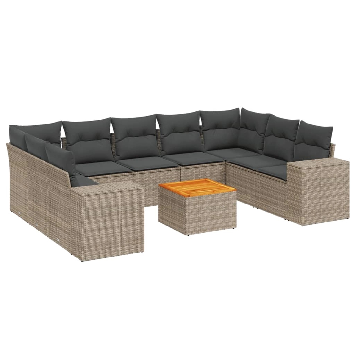 vidaXL 10-tlg Garten-Sofagarnitur mit Kissen Grau Poly Rattan Modell 65 günstig online kaufen