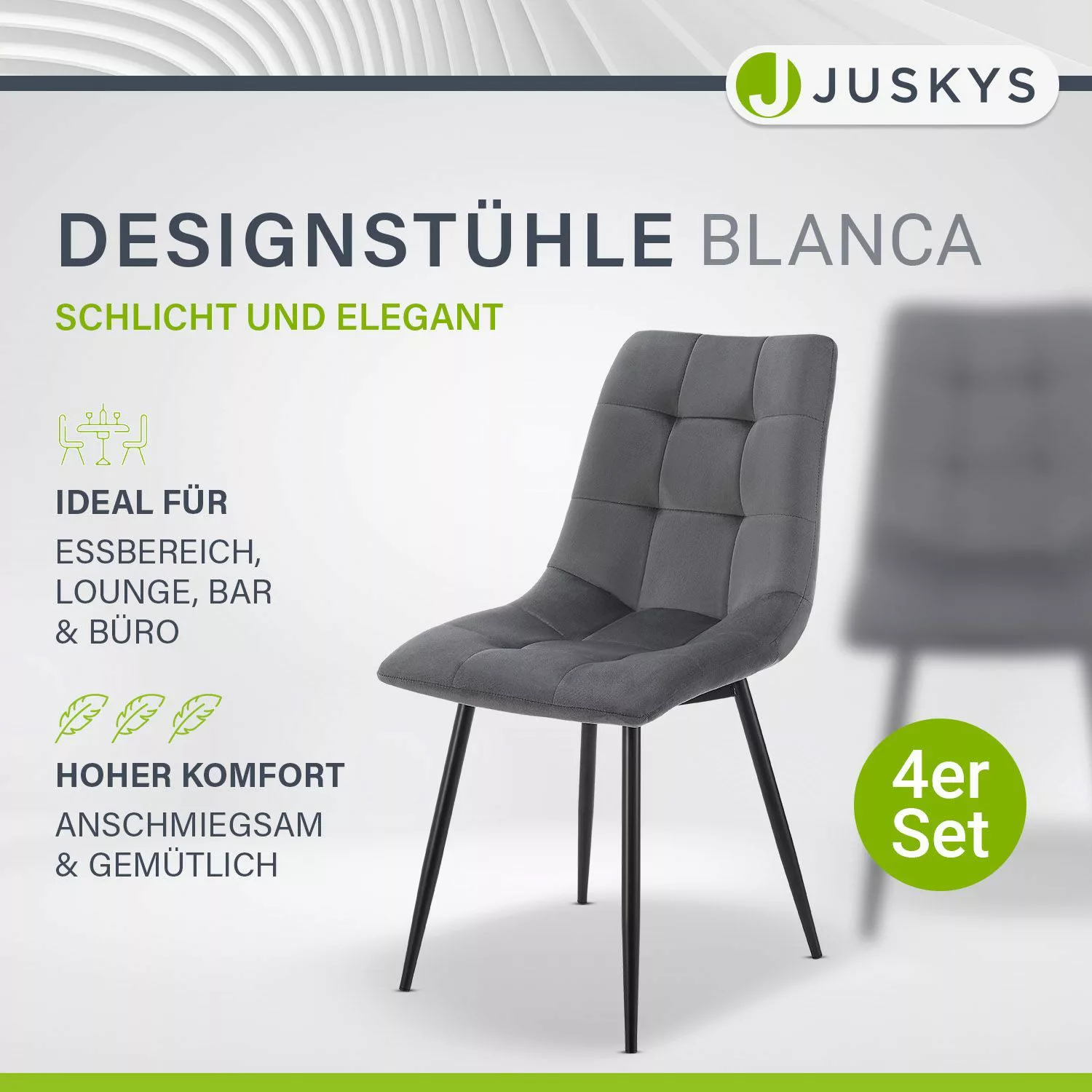 Juskys Esszimmerstuhl Blanca (4 St), bequeme günstig online kaufen