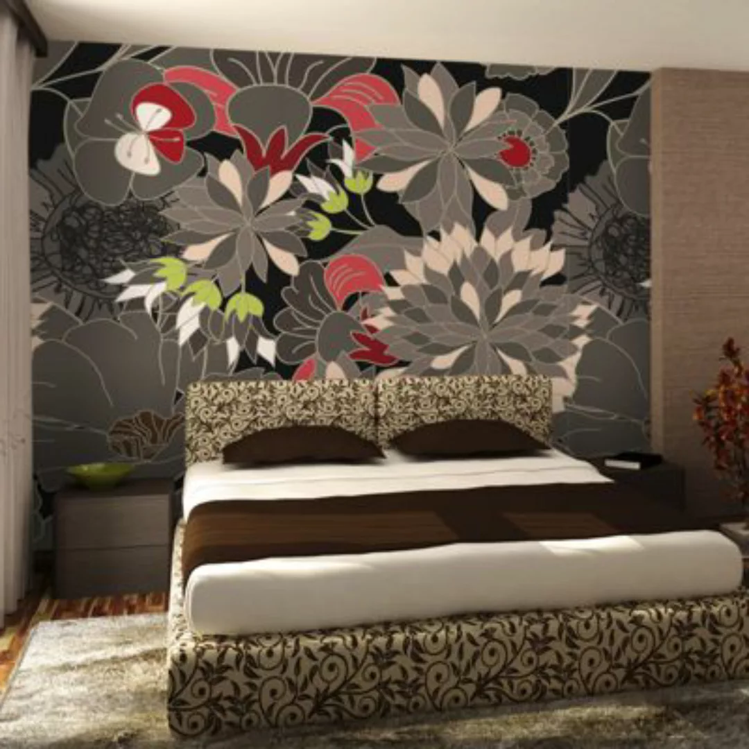 artgeist Fototapete florales Motiv - grau mehrfarbig Gr. 200 x 154 günstig online kaufen