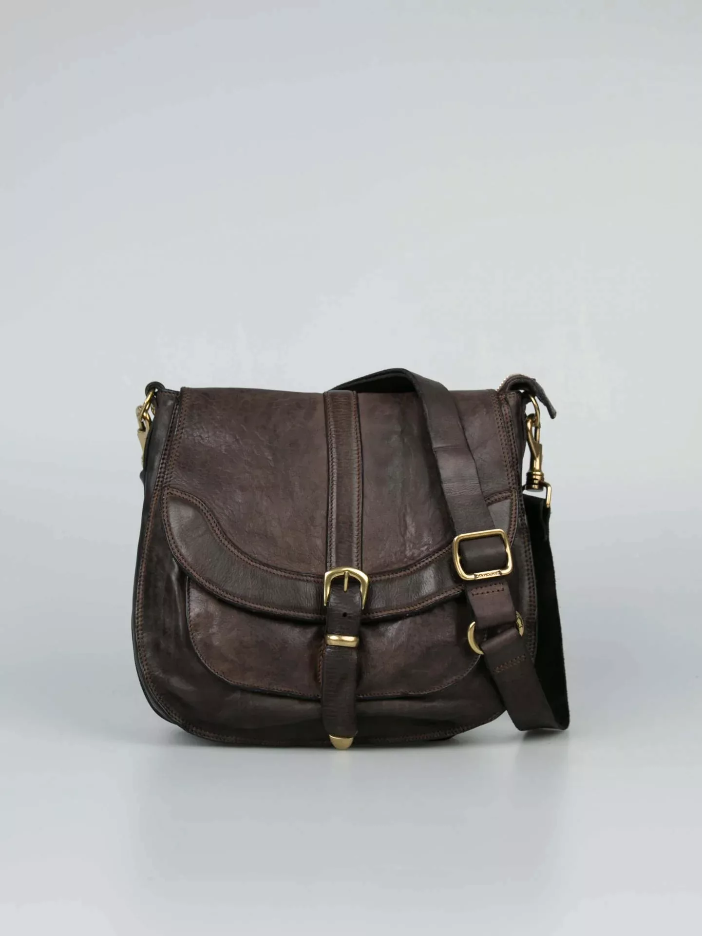 Campomaggi Umhängetasche Shoulder Bag L mit Schnalle - Farbe: Grau günstig online kaufen