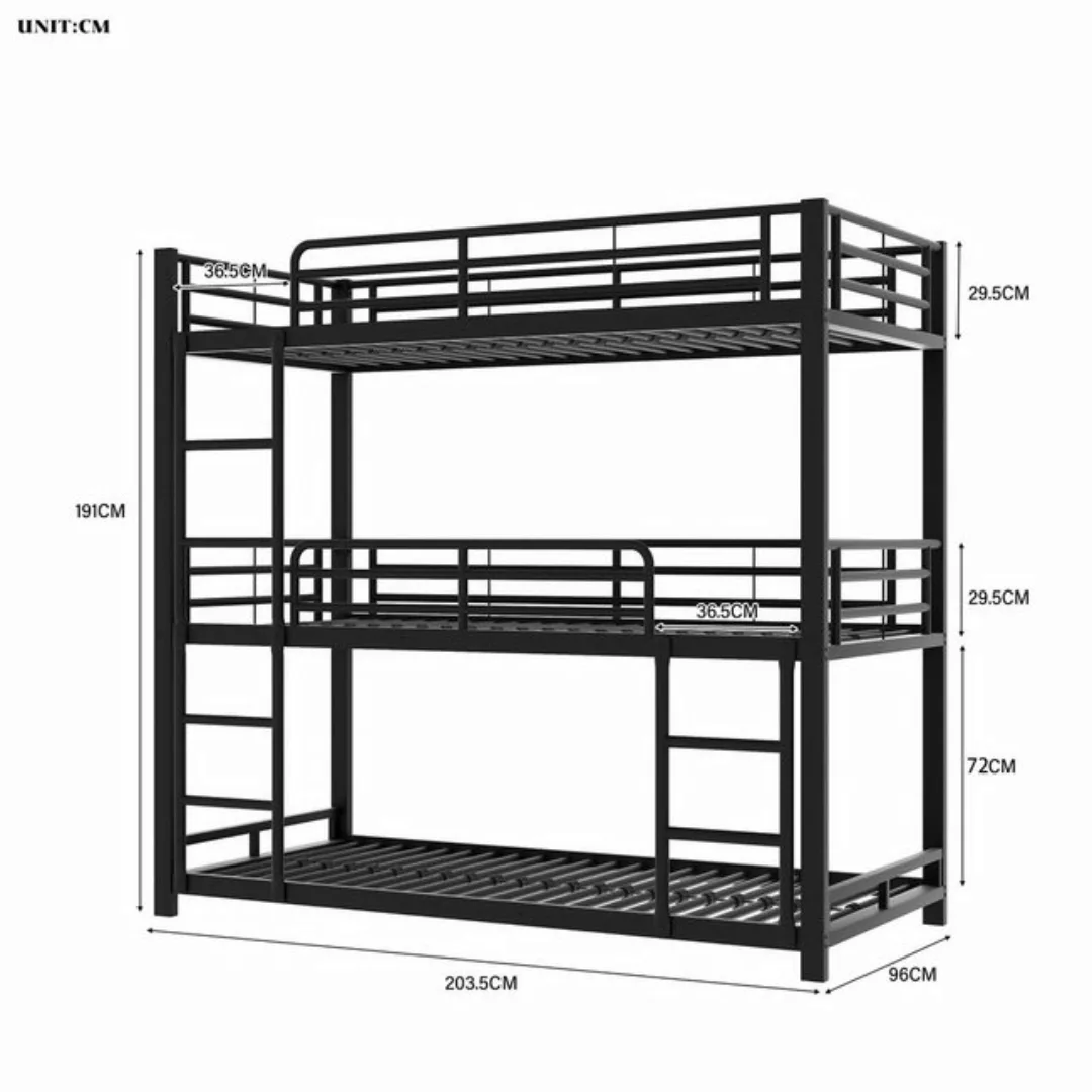 FLASMR Etagenbett Bettgestell Metallbett,Etagenbett,Eisenbett, Dreifach-Eta günstig online kaufen