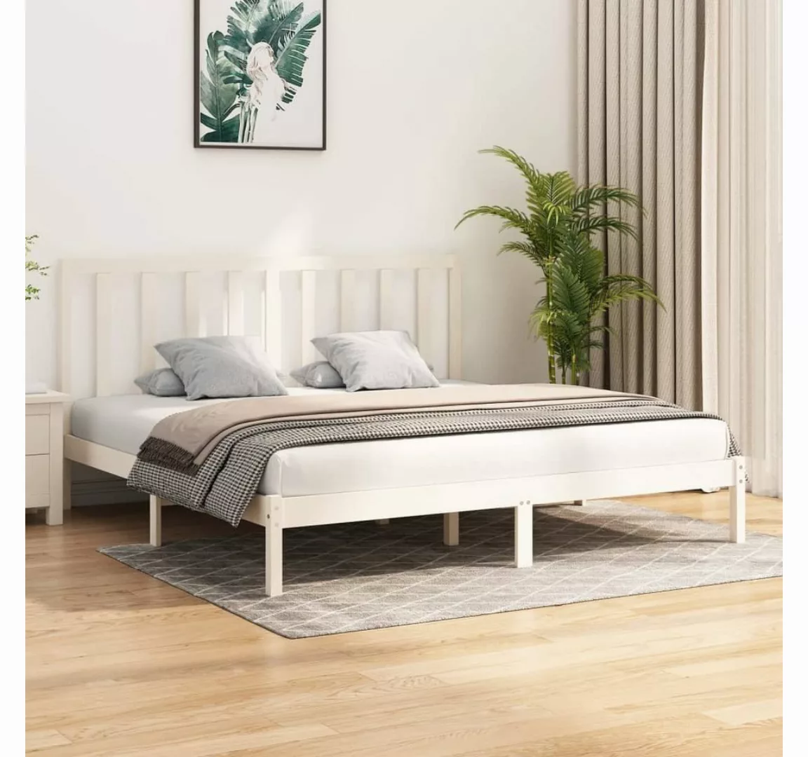 furnicato Bett Massivholzbett Weiß Kiefer 200x200 cm günstig online kaufen