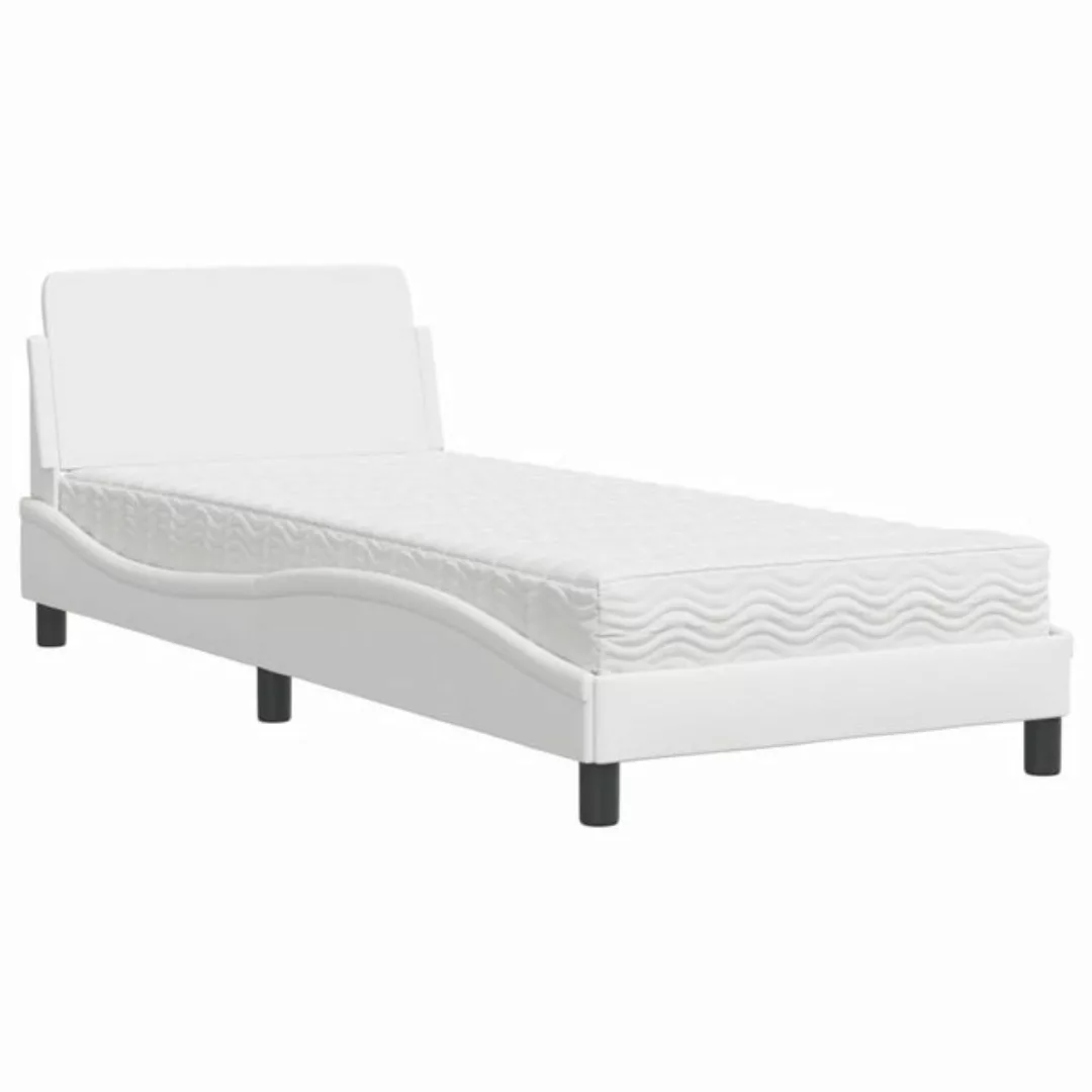 vidaXL Bett Bett mit Matratze Weiß 80x200 cm Kunstleder günstig online kaufen