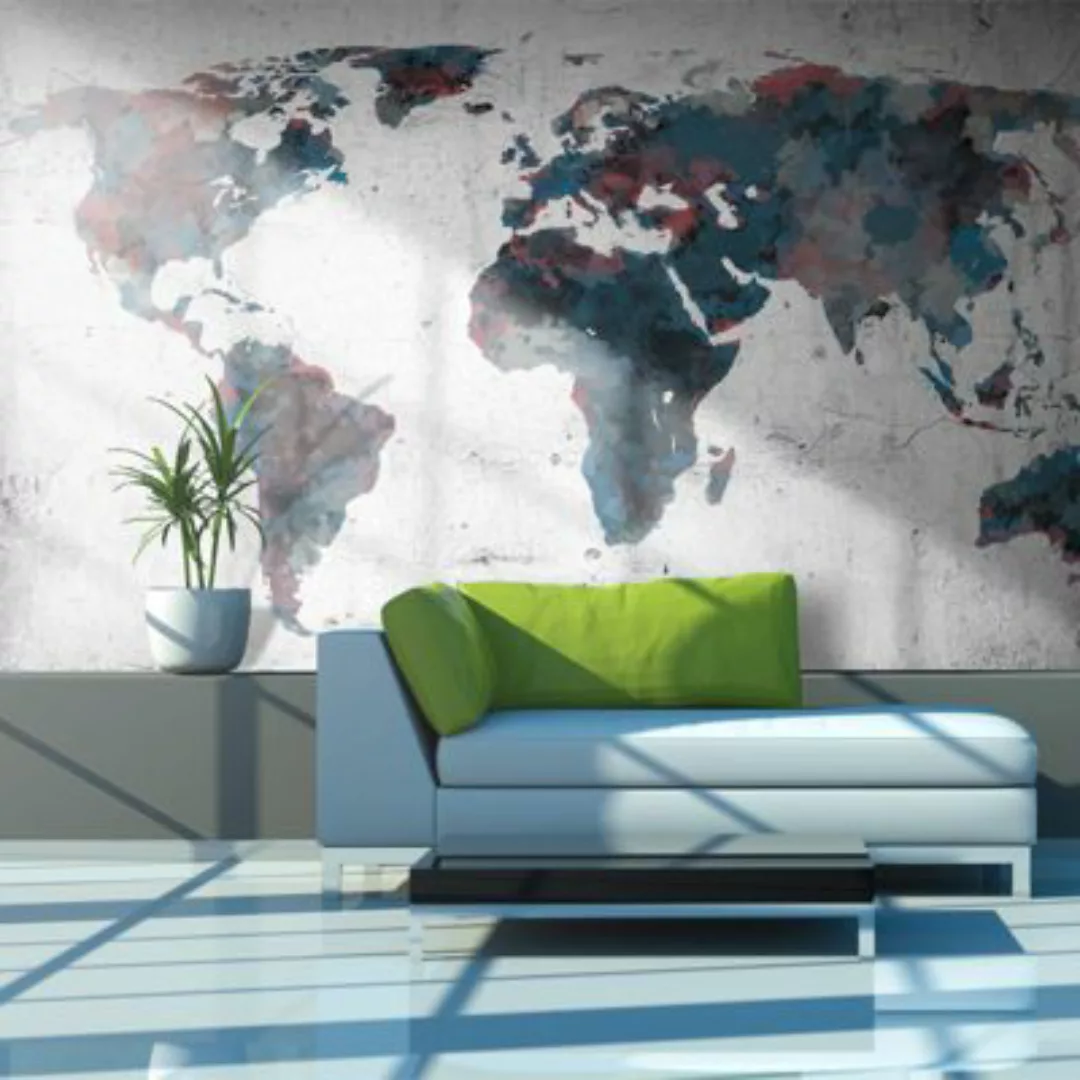 artgeist Fototapete World map on the wall mehrfarbig Gr. 450 x 270 günstig online kaufen