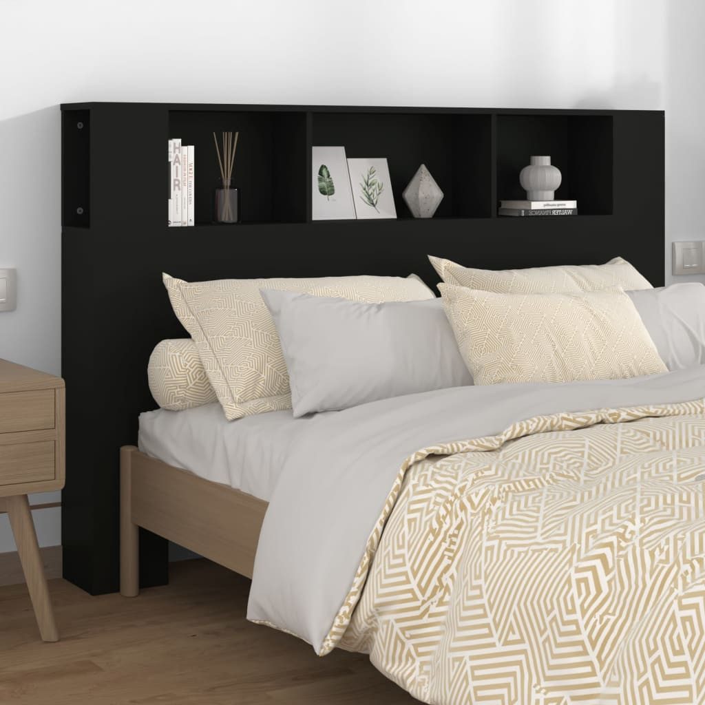 vidaXL Bett, Kopfteil mit Ablagen Schwarz günstig online kaufen