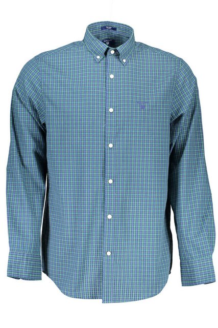 Gant Langarmhemd Herrenhemd Blau, Regular Fit, Button-Down-Kragen & Logo günstig online kaufen