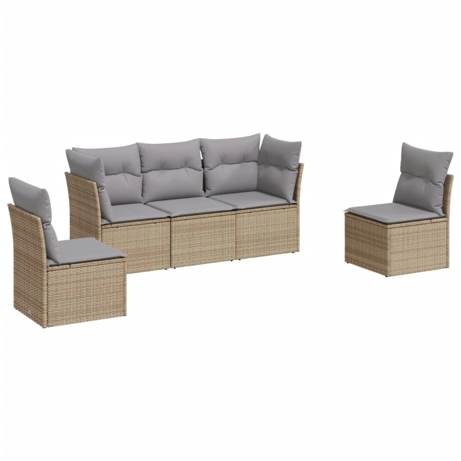 vidaXL 5-tlg Garten-Sofagarnitur mit Kissen Beige Poly Rattan Modell 4 günstig online kaufen