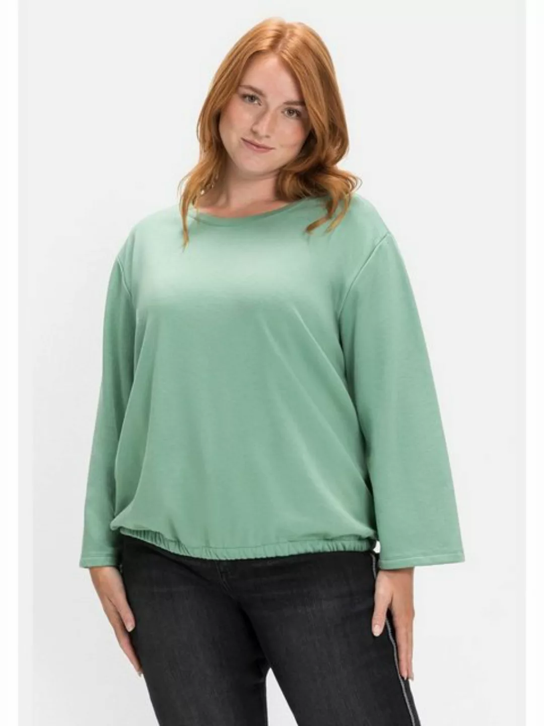 Sheego Sweatshirt "Große Größen", mit Gummibund und 7/8-Ärmeln günstig online kaufen
