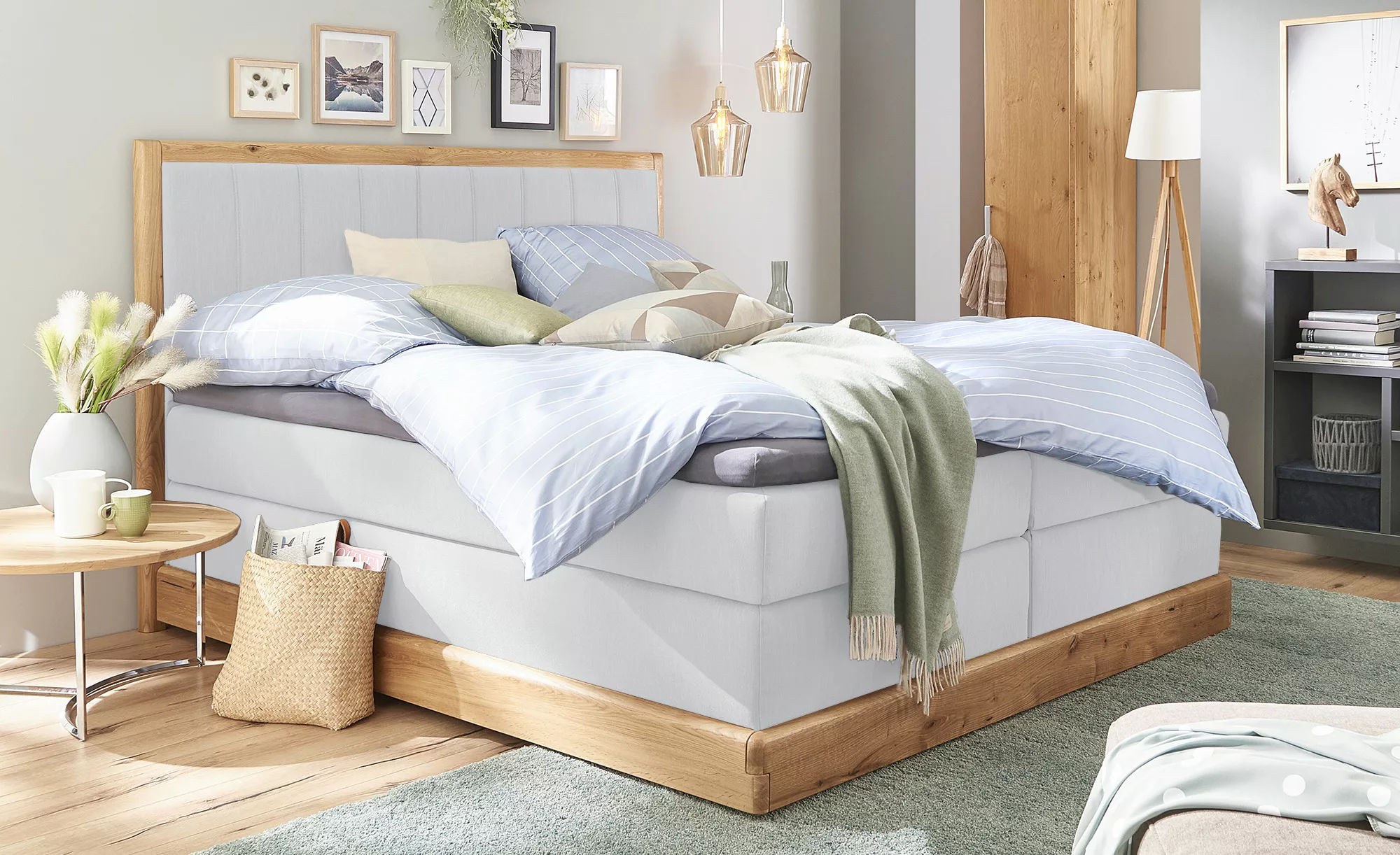 Switch Refresh Massivholz-Boxspringbett  Alma ¦ grau ¦ Maße (cm): B: 192 H: günstig online kaufen