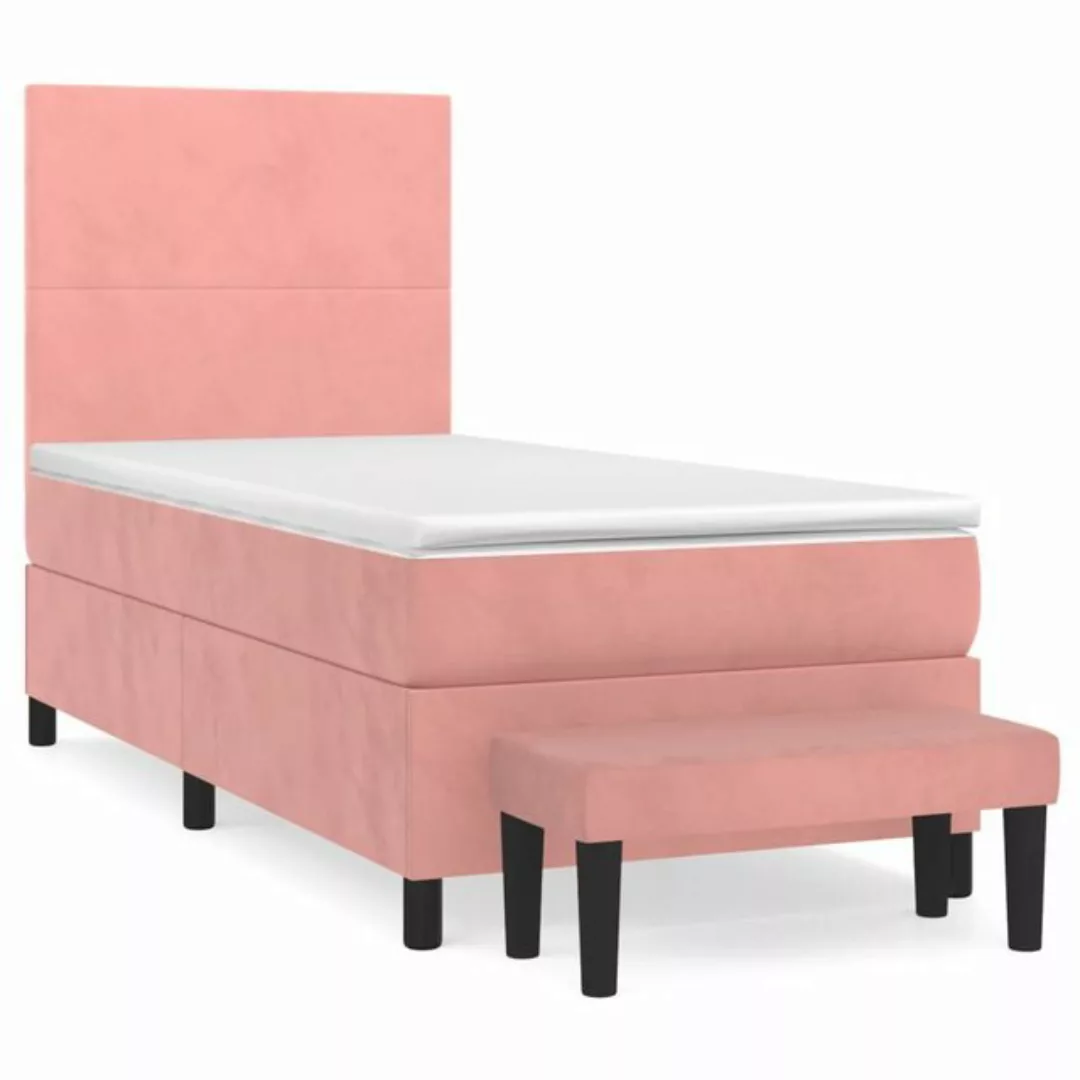 furnicato Bett Boxspringbett mit Matratze Rosa 100x200 cm Samt günstig online kaufen