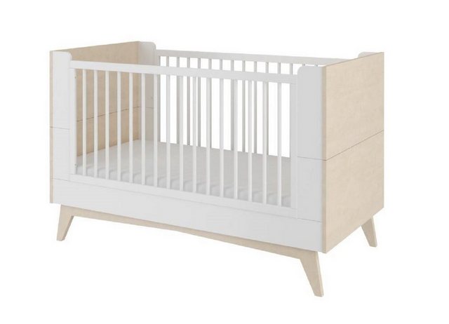 Dannenfelser Babybett SIXTIES 70x140cm, Weiss/Natur, Ausziehbar bis 70x160c günstig online kaufen