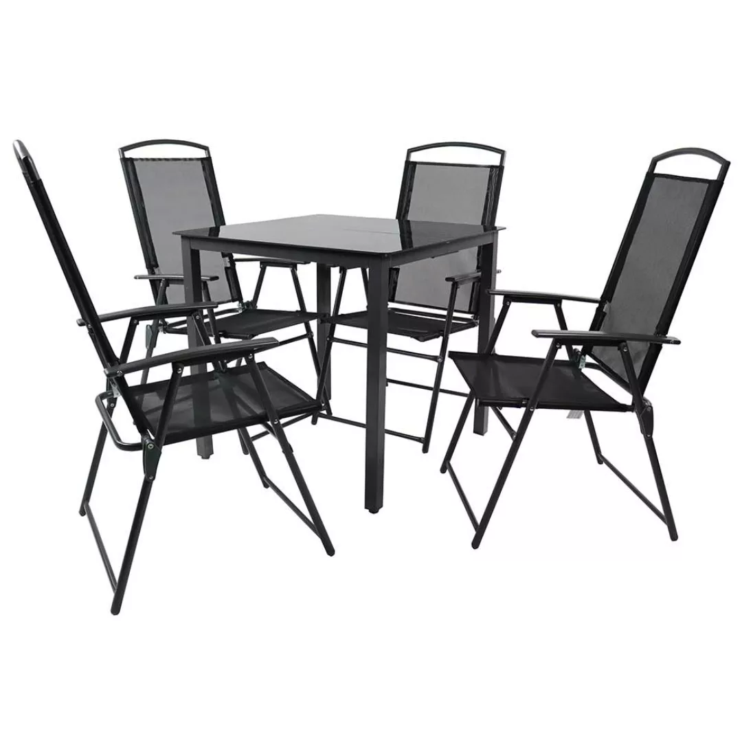 Gartenmöbel Set Gartentischgruppe in Schwarz in modernem Design (fünfteilig günstig online kaufen