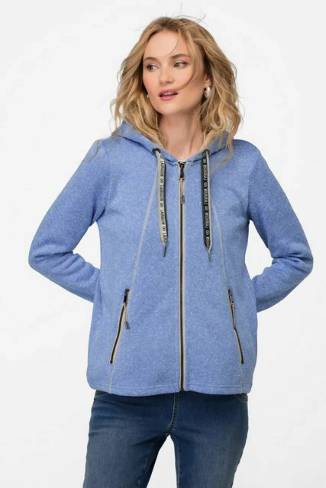 Laurasøn Sweatjacke Strickfleece-Jacke Kapuze Zipptaschen günstig online kaufen