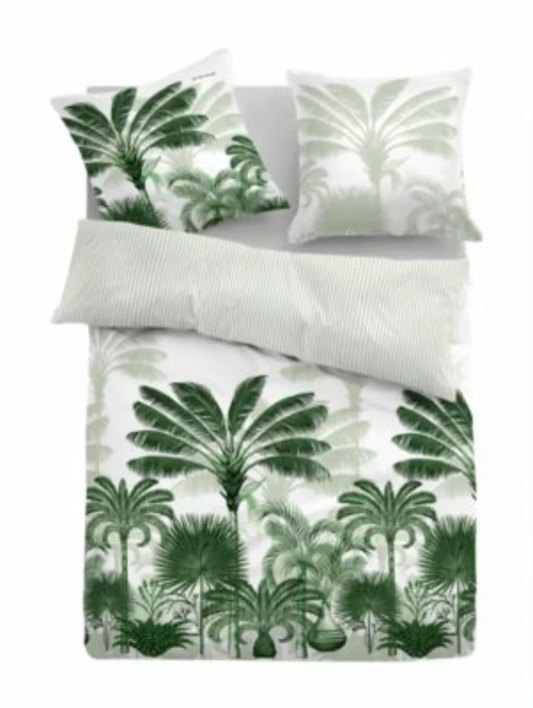 TOM TAILOR Bed Satin Bettwäsche mit Palmenmotiv Bettwäsche grün Gr. 135 x 2 günstig online kaufen
