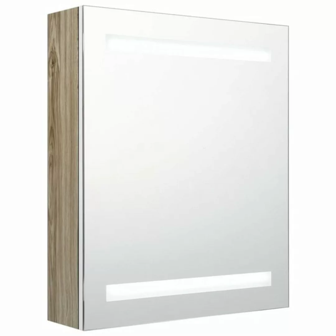 vidaXL Badezimmerspiegelschrank LED-Bad-Spiegelschrank Weiß und Eichen-Opti günstig online kaufen
