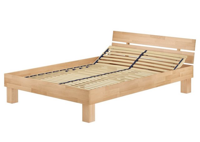 ERST-HOLZ Bett Futonbett Doppelbett Ehebett Buche massiv natur 160x200 Kopf günstig online kaufen