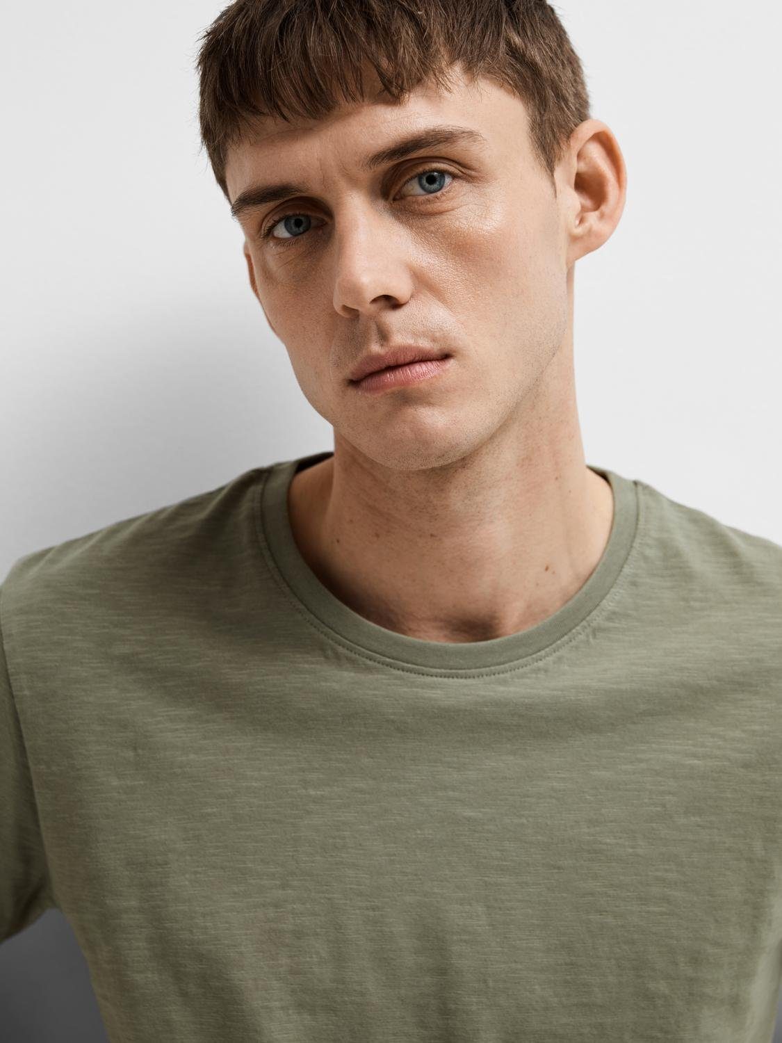 SELECTED HOMME Kurzarmshirt SLHASPEN SLUB SS günstig online kaufen