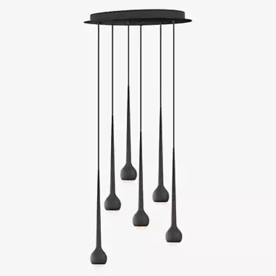 Grau Falling Sun Pendelleuchte LED Cluster - 6-flammig, schwarz - 200 cm günstig online kaufen