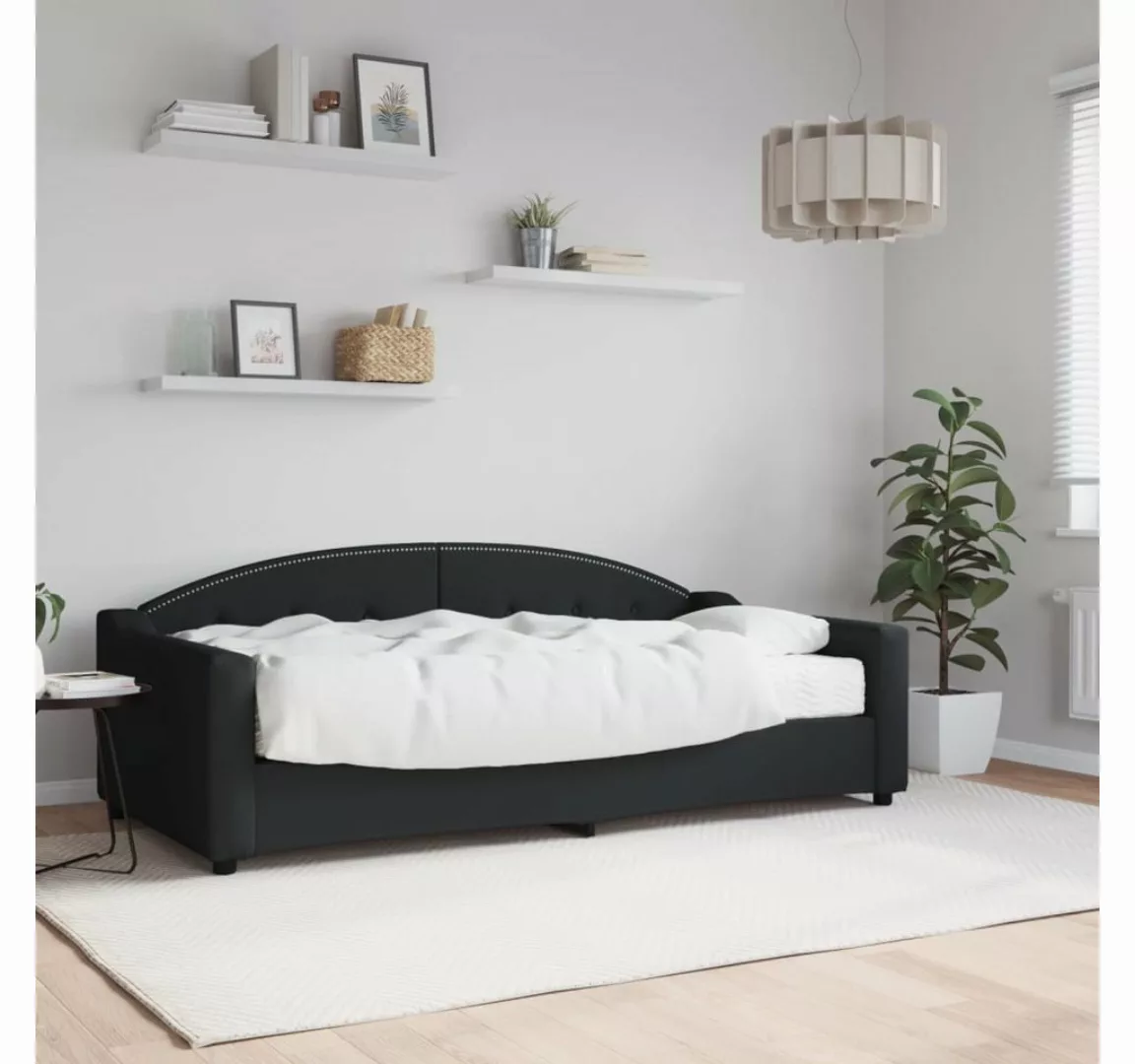 vidaXL Gästebett Gästebett Tagesbett mit Matratze Schwarz 90x190 cm Stoff B günstig online kaufen