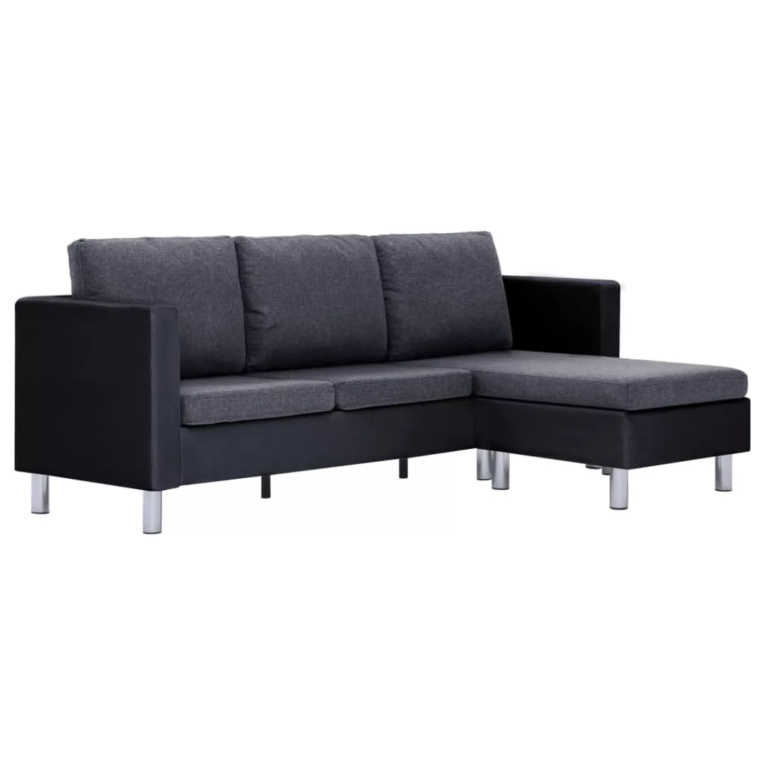 3-sitzer-sofa Mit Kissen Schwarz Kunstleder günstig online kaufen