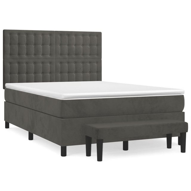 vidaXL Bettgestell Boxspringbett mit Matratze Dunkelgrau 140x190 cm Samt Be günstig online kaufen