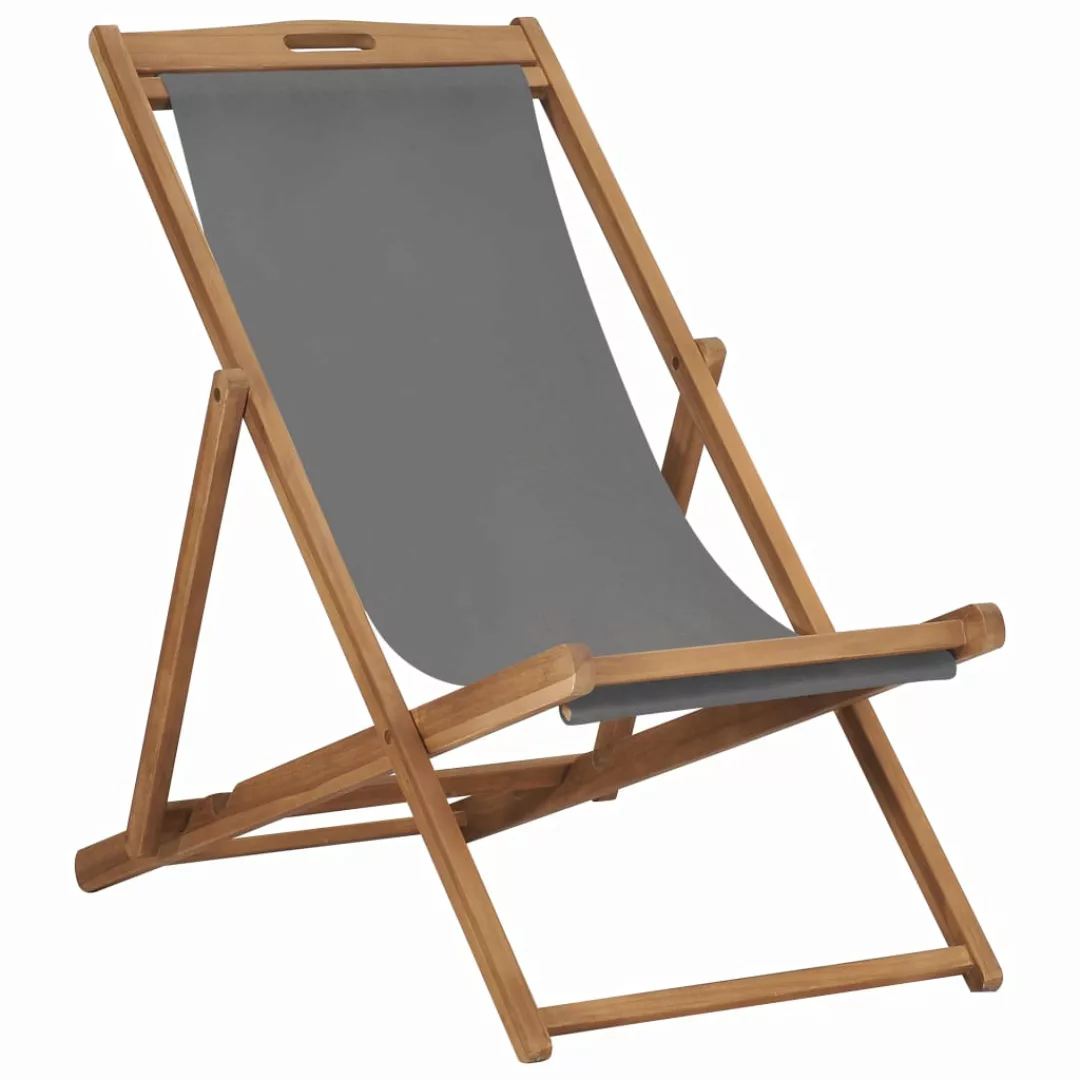 Strandstuhl Klappbar Massivholz Teak Grau günstig online kaufen