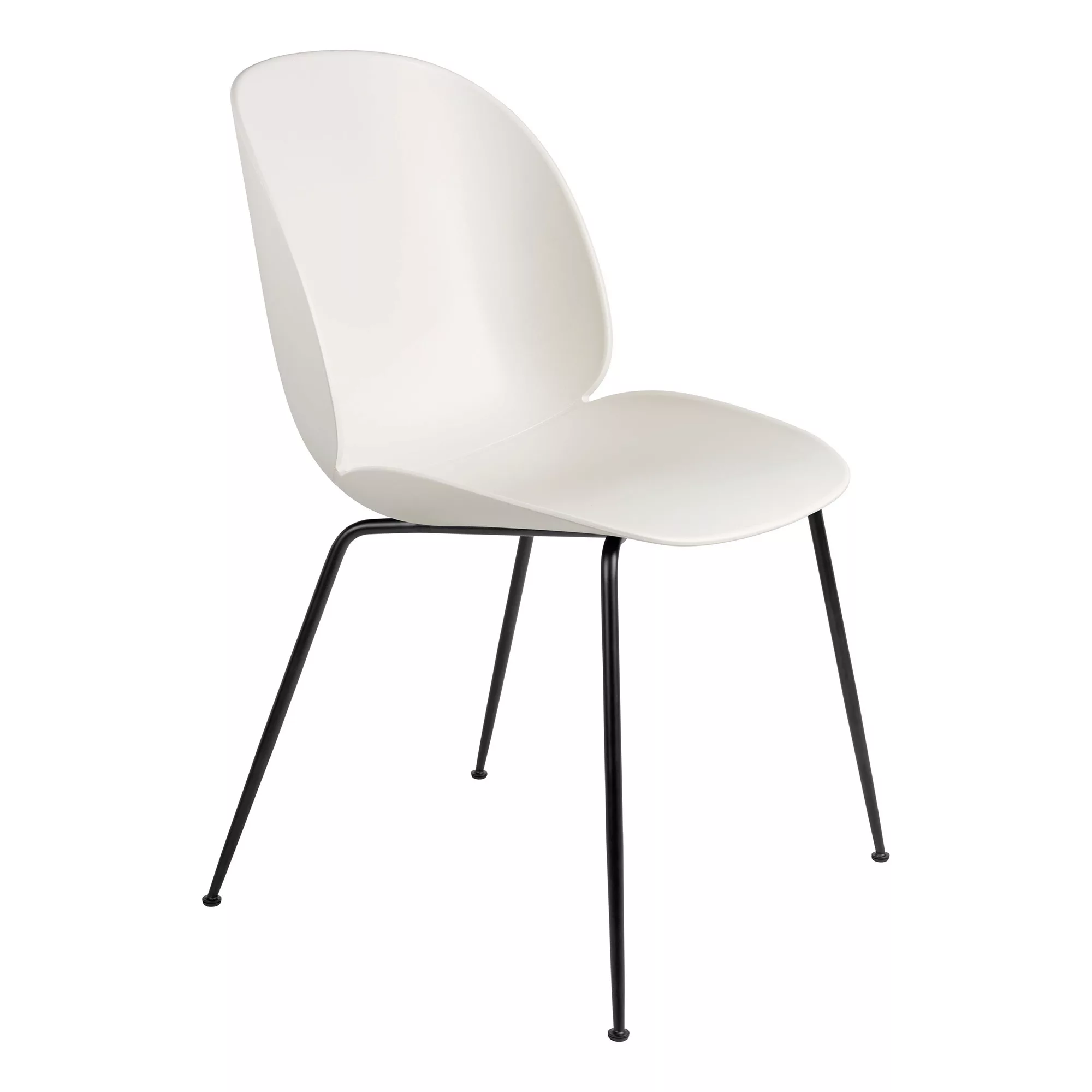 Gubi - Beetle Dining Chair Gestell schwarz - Alabaster weiß/Sitzschale Poly günstig online kaufen