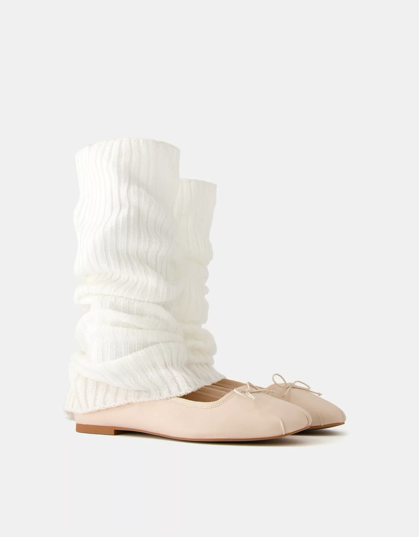 Bershka Ballerinas Mit Sock-Boots Damen 38 Beige günstig online kaufen