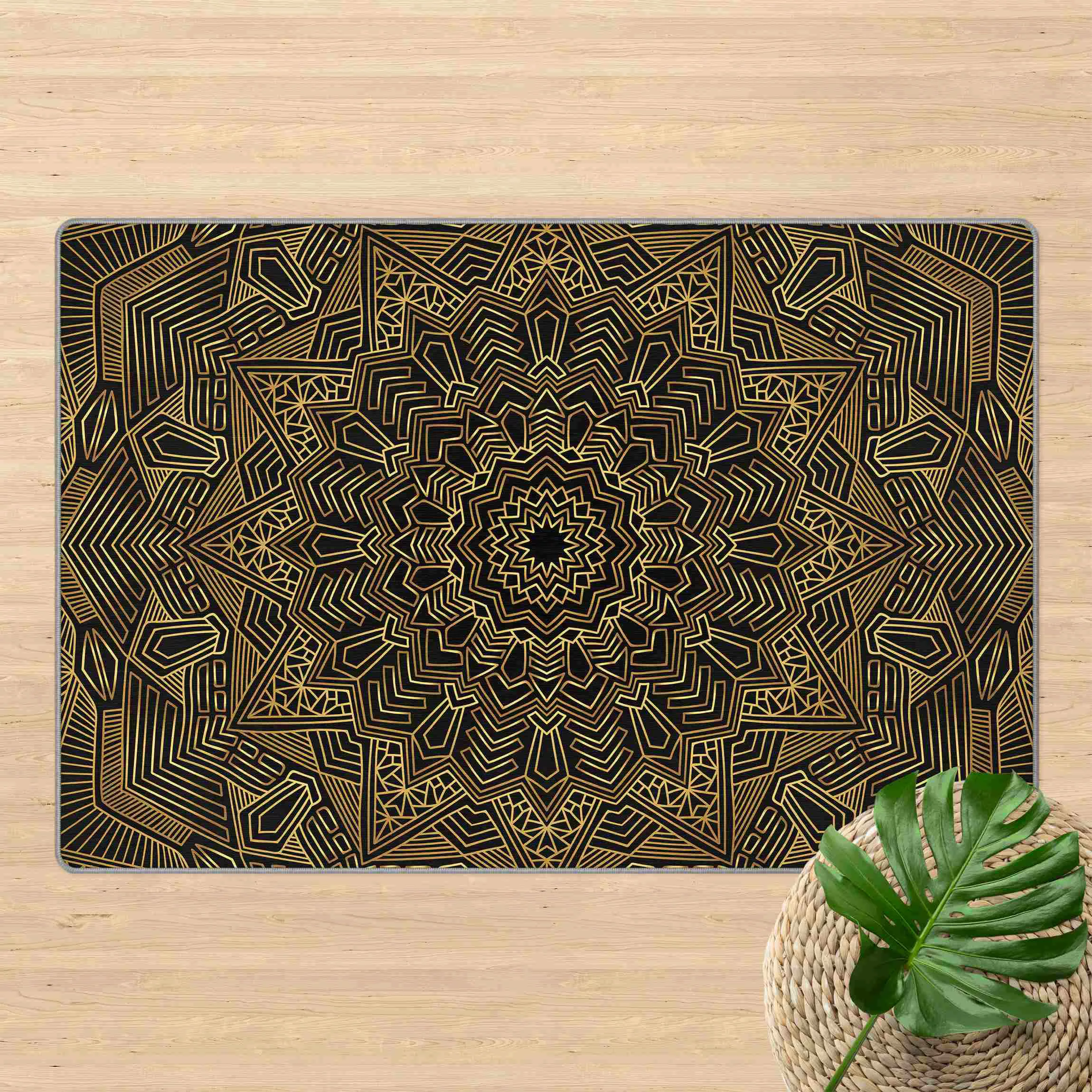 Teppich Mandala Stern Muster gold schwarz günstig online kaufen