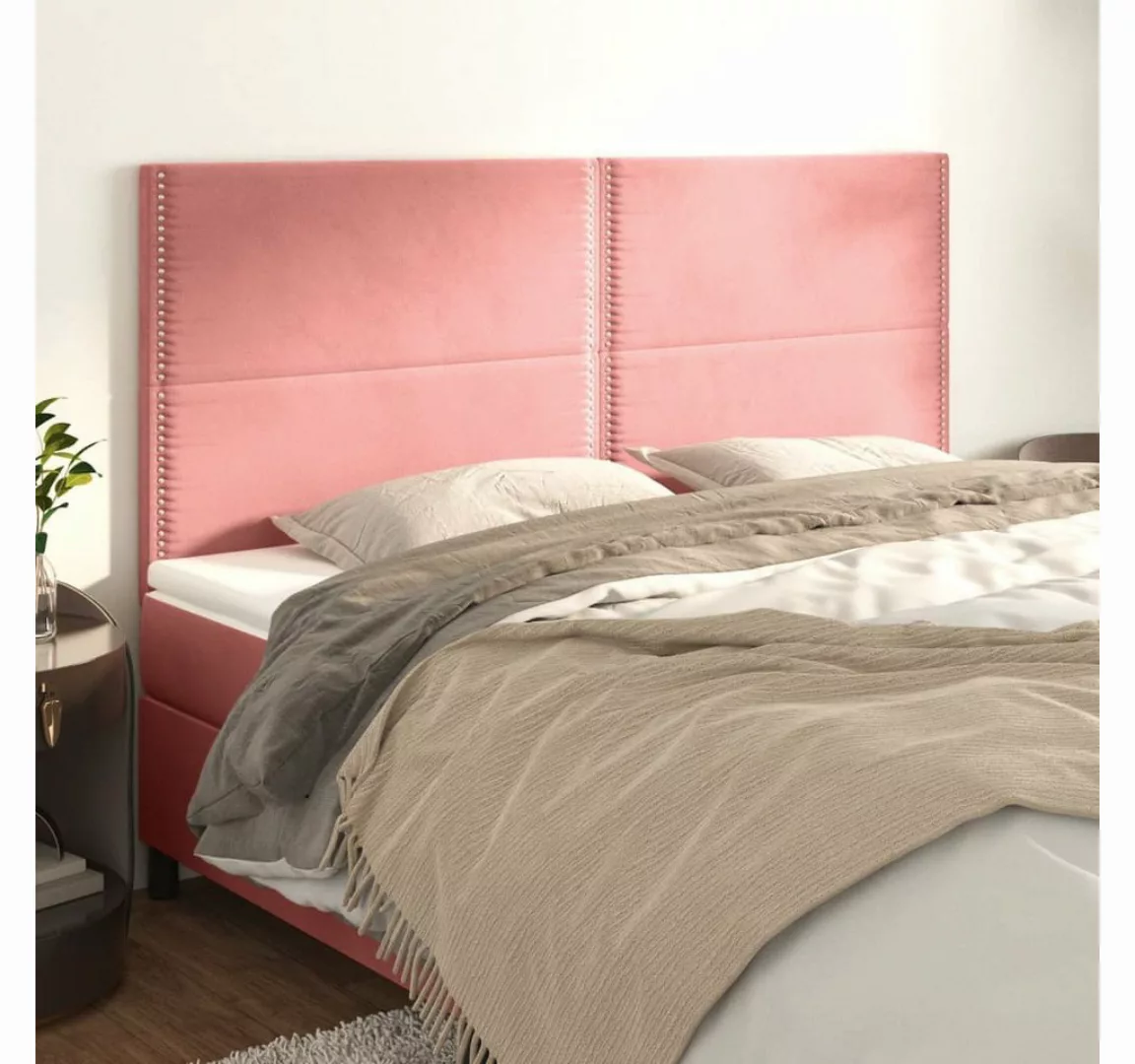 vidaXL Bett, Kopfteile 4 Stk. Rosa 90x5x78/88 cm Samt günstig online kaufen