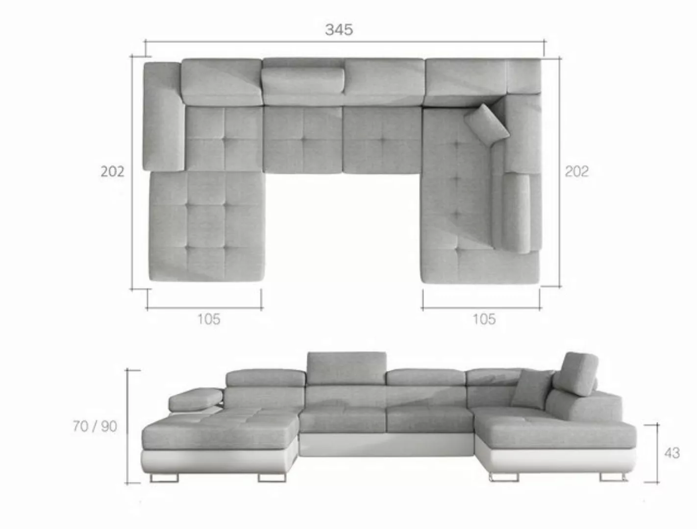 yourhouse24 Wohnlandschaft Rodrigo mit Schlaffunktion, Bettkasten und Relax günstig online kaufen