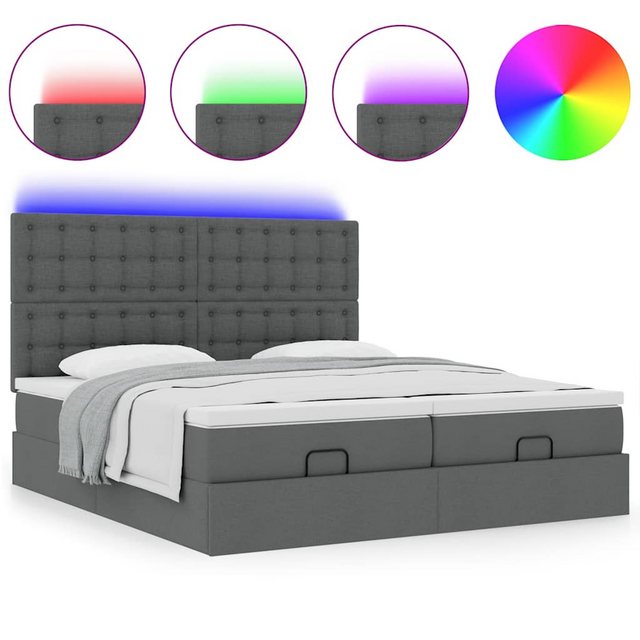 vidaXL Bett Ottoman-Bett mit Matratzen & LEDs Dunkelgrau 180x200 cm Stoff günstig online kaufen