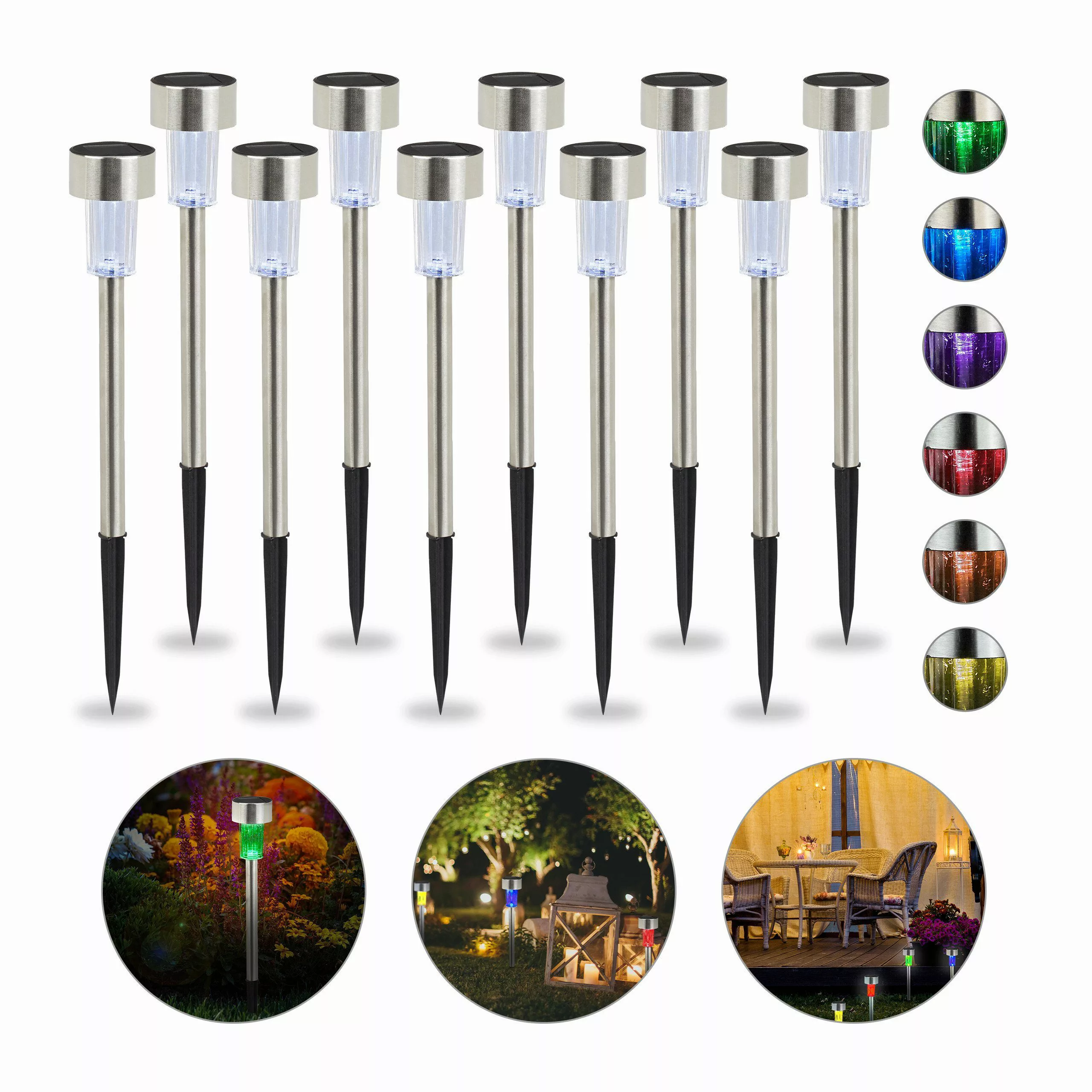 relaxdays Gartenleuchte LED Solarleuchte 10er Set, günstig online kaufen