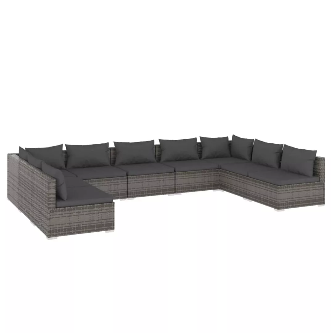 Vidaxl 9-tlg. Garten-lounge-set Mit Kissen Poly Rattan Grau günstig online kaufen