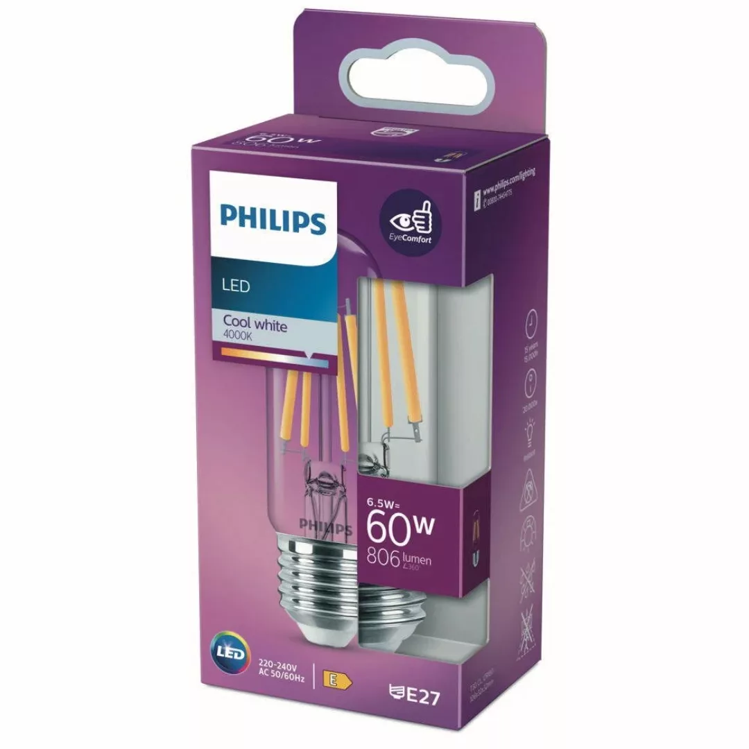 Philips LED-Leuchtmittel E27 6,5 W Neutralweiß 806 lm 10,6 x 3,2 cm (H x Ø) günstig online kaufen