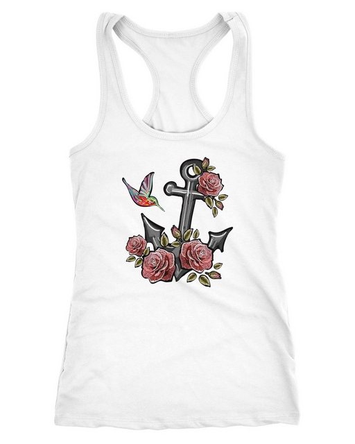 Neverless Tanktop Damen Tank-Top Anker Rosen Patch Tropical Anchor Stick-Op günstig online kaufen